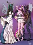  anthro anthrofied bdsm blue_hair bondage bound breasts chain changeling clothing crying dakuroihoshi dress equine fangs female friendship_is_magic green_eyes green_hair group hair holes horn horse legwear long_hair male mammal multi-colored_hair my_little_pony pony princess_cadance_(mlp) queen_chrysalis_(mlp) rope shackles stockings tears wedding_dress winged_unicorn wings 