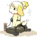  1girl artist_request blush bound bra brown_eyes canine chain character_request collar dog doubutsu_no_mori female isabelle_(animal_crossing) legwear licking mammal mogura_(susutake) nintendo panties pantyhose post shizue_(animal_crossing) shizue_(doubutsu_no_mori) slave stockings thong tongue translated translation_request underwear unknown_artist video_games 