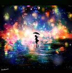  abstract_background bad_id bad_pixiv_id harada_miyuki original psychedelic silhouette umbrella water 