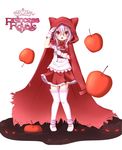  animal_ears book cape copyright_name glasses gloves highres hood kuena little_red_riding_hood original princess_royale purple_hair red_eyes thighhighs 