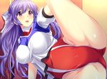  blush erect_nipples game_cg gym_uniform long_hair marushin_(denwa0214) purple_eyes purple_hair shinjou_yukari spocon! 