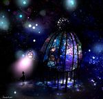  bad_pixiv_id harada_miyuki hat lamppost lights original solo space stained_glass star_(sky) witch_hat 