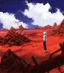  cloud day drawr evangelion:_3.0_you_can_(not)_redo male_focus mosako nagisa_kaworu neon_genesis_evangelion post-apocalypse rebuild_of_evangelion red ruins scenery sky solo white_hair 