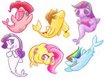  alpha_channel applejack_(mlp) aquatic blonde_hair blue_eyes blue_skin book bow_tie cowboy_hat cute cutie_mark female feral fins fish fluttershy_(mlp) friendship_is_magic green_eyes group hair hat marine multi-colored_hair my_little_pony pink_hair pink_skin pinkie_pie_(mlp) plain_background purple_eyes purple_hair purple_skin rainbow_dash_(mlp) rarity_(mlp) sea_pony shark transparent_background twilight_sparkle_(mlp) two_tone_hair white_skin yellow_skin 