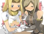  1boy 2girls blonde_hair brown_hair mint_adenade multiple_girls penis tales_of_(series) tales_of_phantasia tales_of_the_abyss tear_grants tremble trembling uncensored zinger_(excess_m) 