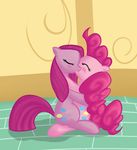  blush dual_persona duo equine eyes_closed female feral friendship_is_magic fur hair horse kissing lesbian mammal my_little_pony pink_fur pink_hair pinkamena_(mlp) pinkie_pie_(mlp) pony qaxis selfcest square_crossover 