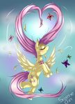  cutie_mark equine eyes_closed female feral fluttershy_(mlp) friendship_is_magic fur hair hi_res horse mammal my_little_pony pegasus pink_hair pony scythegirl signature solo wings yellow_fur 