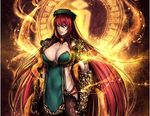  adapted_costume armor braid breasts chinese_clothes cleavage covered_navel gauntlets hat hong_meiling kugi_ta_hori_taira large_breasts lips long_hair looking_at_viewer parted_lips red_eyes red_hair smile solo star tattoo touhou twin_braids very_long_hair 