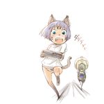  :d animal_ears automaton bad_id bad_pixiv_id blue_eyes bracer comic final_fantasy final_fantasy_xi game_console mithra nukomasu open_mouth playstation purple_hair short_hair simple_background smile tail underwear white_background 