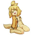  animal_ears artist_request barefoot blush bottomless breasts bukkake canine cum cum_on_breasts cum_on_face dog doubutsu_no_mori feet female furry isabelle_(animal_crossing) mammal nintendo nipples paws shizue_(animal_crossing) shizue_(doubutsu_no_mori) small_breasts solo tail toes unknown_artist video_games 