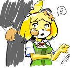  ! animal_crossing bestiality blush canine clothed clothing dog faceless_male female feral human interspecies isabelle_(animal_crossing) male mammal minus8 nintendo penis plain_background shizue_(animal_crossing) surprise unknown_artist video_games white_background 