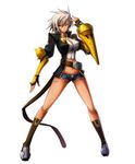  1girl arc_system_works blazblue blazblue:_chrono_phantasma blazblue:_chronophantasma breasts bullet_(blazblue) dark_skin large_breasts midriff official_art simple_background 