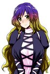  blonde_hair blush breasts gradient_hair highres hijiri_byakuren huge_breasts itou_yuuji long_hair looking_at_viewer multicolored_hair purple_hair sketch solo touhou two-tone_hair yellow_eyes 