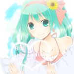  character_name dated earrings green_eyes green_hair happy_birthday hatsune_miku jewelry shiki_hinako smile solo twintails vocaloid 
