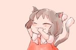  :3 animal_ears brown_hair cat_ears cat_tail chen closed_eyes komaku_juushoku multiple_tails short_hair solo tail touhou younger 