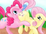  blue_eyes cutie_mark duo equine female feral fluttershy_(mlp) friendship_is_magic fur furreon hair horse looking_back mammal my_little_pony outside pegasus pink_fur pink_hair pinkie_pie_(mlp) pony wings yellow_fur 