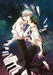  brown_hair closed_eyes couple digital_media_player evangelion:_3.0_you_can_(not)_redo forehead_kiss grey_hair hyakkimaru_(100mani) ikari_shinji kiss male_focus multiple_boys nagisa_kaworu neon_genesis_evangelion piano_keys rebuild_of_evangelion star_(sky) tears yaoi 