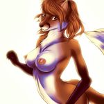  bloom breasts brown_eyes brown_fur brown_hair canine chest_tuft female fox fur hair invalid_tag looking_at_viewer mammal markings navel nipples nude plain_background rafflone solo tuft white_background 