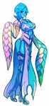  alternate_breast_size alternate_legwear blue_eyes blue_hair blue_skin boots breasts facial_mark fi forehead_mark garter_straps highres large_breasts long_hair long_sleeves maniacpaint out_of_character smile solo the_legend_of_zelda the_legend_of_zelda:_skyward_sword thigh_boots thighhighs 