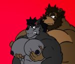  abs anthro biceps canine male male/male mammal muscular muscular_male nipples pec_grasp pecs tute_(character) tutexl_(artist) ursine wolf 