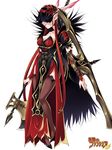  armor axe cape from_side ikeda_yasuhiro mugen_no_fantasia pointy_ears shield simple_background solo standing thighhighs warrior weapon 