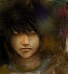  abstract bags_under_eyes black_hair death_note distortion l_(death_note) male_focus realistic solo 