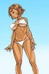  bad_id bad_pixiv_id bikini breasts brown_eyes brown_hair cleavage copyright_request dark_skin highres large_breasts short_hair solo swimsuit talesof underboob 