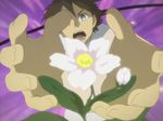  blue_eyes brown_hair eureka_seven eureka_seven_(series) flower male_focus renton_thurston screencap solo spoilers 