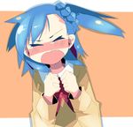  blue_hair blush closed_eyes kanikama lucky_star miyakawa-ke_no_kuufuku miyakawa_hikage solo tears 