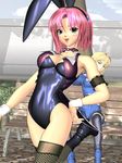  3d animal_ears boots bunny_ears bunnysuit copyright_request green_eyes multiple_girls non-web_source pink_hair short_hair thighhighs vest 