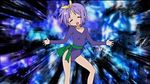  closed_eyes dancing hiiragi_tsukasa leotard lucky_star non-web_source purple_hair screencap short_hair solo 