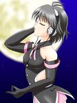  antenna_hair black_hair cute_&amp;_girly_(idolmaster) elbow_gloves gloves headphones idolmaster idolmaster_(classic) idolmaster_1 kikuchi_makoto moon non-web_source short_hair solo 