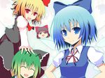  antennae black_hair blonde_hair blue_hair cirno green_hair hakurei_reimu japanese_clothes koumei_(harmonizer) multiple_girls ribbon rumia short_hair symbol-shaped_pupils touhou wings wriggle_nightbug yukkuri_shiteitte_ne 