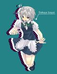  izayoi_sakuya knife maid red_eyes silver_hair solo suzumura_tomo touhou 