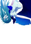  aqua_hair bad_id bad_pixiv_id blue closed_eyes falling highres long_hair navel original pleated_skirt saikawa_(0902k137) school_uniform serafuku skirt white_background 