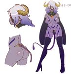  ass demon_girl horns huge_ass inverted_nipples locketmonkey monster_girl nipples pointy_ears purple_skin translation_request 