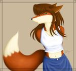  canine clothing female fox green_eyes mammal ricegnat shirt skirt tasty 
