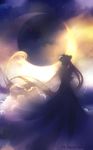  artist_name bishoujo_senshi_sailor_moon cloud crescent_moon from_behind kaminary long_hair moon princess_serenity signature silhouette solo tsukino_usagi twintails 