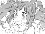  bad_id bad_pixiv_id blush idolmaster idolmaster_(classic) long_hair lowres monochrome open_mouth popoin solo takatsuki_yayoi twintails wavy_mouth 