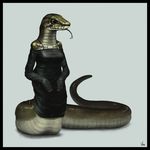  amber_eyes clothing female forked_tongue grey_background naga plain_background reptile scalie snake tongue vonkickass vonkickass_(artist) 