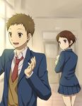  1girl alternate_costume brown_eyes brown_hair fukube_satoshi hyouka ibara_mayaka necktie pink_eyes rito453 school_uniform short_hair younger 