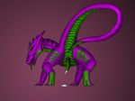  all_fours anal cum dragon erection feral green_eyes looking_at_viewer male neptas penis purple_body simple_background solo tongue 