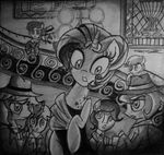  absurd_res black_and_white camera clothed clothing equine female feral friendship_is_magic greyscale group hat hi_res horn horse male mammal monochrome my_little_pony pony rarity_(mlp) traditional_media unicorn watching willis96 