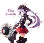  armor butter-t highres lisa_eostre long_hair looking_at_viewer purple_hair red_eyes simple_background skirt solo very_long_hair walkure_romanze weapon white_background 