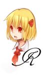  blonde_hair face kaoru_(rena12345) open_mouth red_eyes rumia short_hair solo touhou white_background 