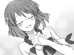  bad_id bad_pixiv_id blush closed_eyes greyscale hagiwara_yukiho hands_together idolmaster idolmaster_(classic) monochrome open_mouth own_hands_together popoin short_hair smile solo 