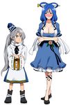  :&lt; bad_id bad_pixiv_id blue_dress blue_eyes blue_hair blush breast_envy breasts cleavage closed_mouth collarbone crossed_arms crossed_legs dress fuantei grey_eyes hair_ornament hair_rings hair_stick hat hat_ribbon height_difference kaku_seiga large_breasts long_hair long_sleeves mononobe_no_futo multiple_girls open_clothes open_vest ponytail puffy_sleeves ribbon shawl shirt short_sleeves silver_hair skirt smile standing touhou v-shaped_eyebrows very_long_hair vest wide_sleeves 