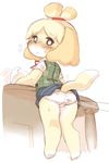  animal_ears artist_request ass barefoot blush canine clothed clothing dog doubutsu_no_mori feet female furry isabelle_(animal_crossing) looking_at_viewer looking_back mammal nintendo panties pawpads paws shizue_(animal_crossing) shizue_(doubutsu_no_mori) skirt soles solo tail toes underwear unknown_artist video_games 