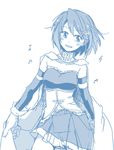  :d bad_id bad_pixiv_id blue_hair cape gloves hair_ornament hairclip magical_girl mahou_shoujo_madoka_magica mahou_shoujo_madoka_magica_movie miki_sayaka monochrome open_mouth popoin short_hair sketch skirt smile solo 