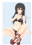  bad_id bad_pixiv_id bikini black_hair choker chuunibyou_demo_koi_ga_shitai! food fuuma_(humawww) highres indian_style long_hair popsicle red_eyes sitting solo swimsuit takanashi_touka 